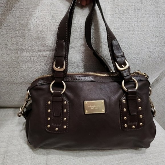 Michael Kors Handbags - Euc Rare Michael Kors Brown Leather Studded Shoulder Bag Purse c